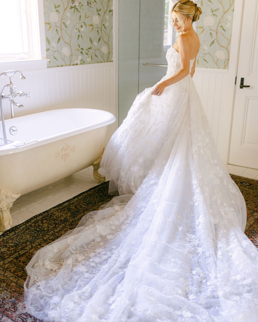 The gown and the clawfoot tub at San Ysidro Ranch