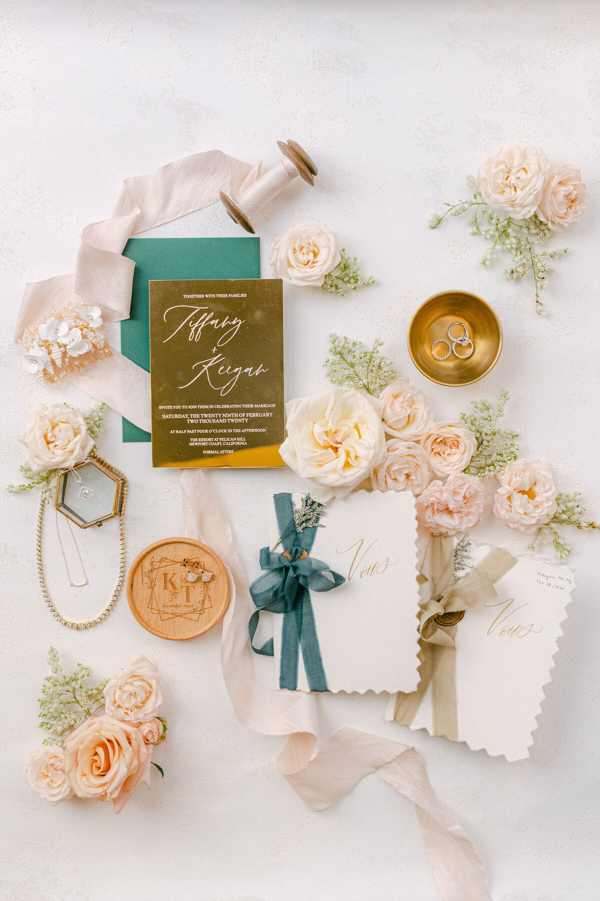 Invitation suite in sage and cream