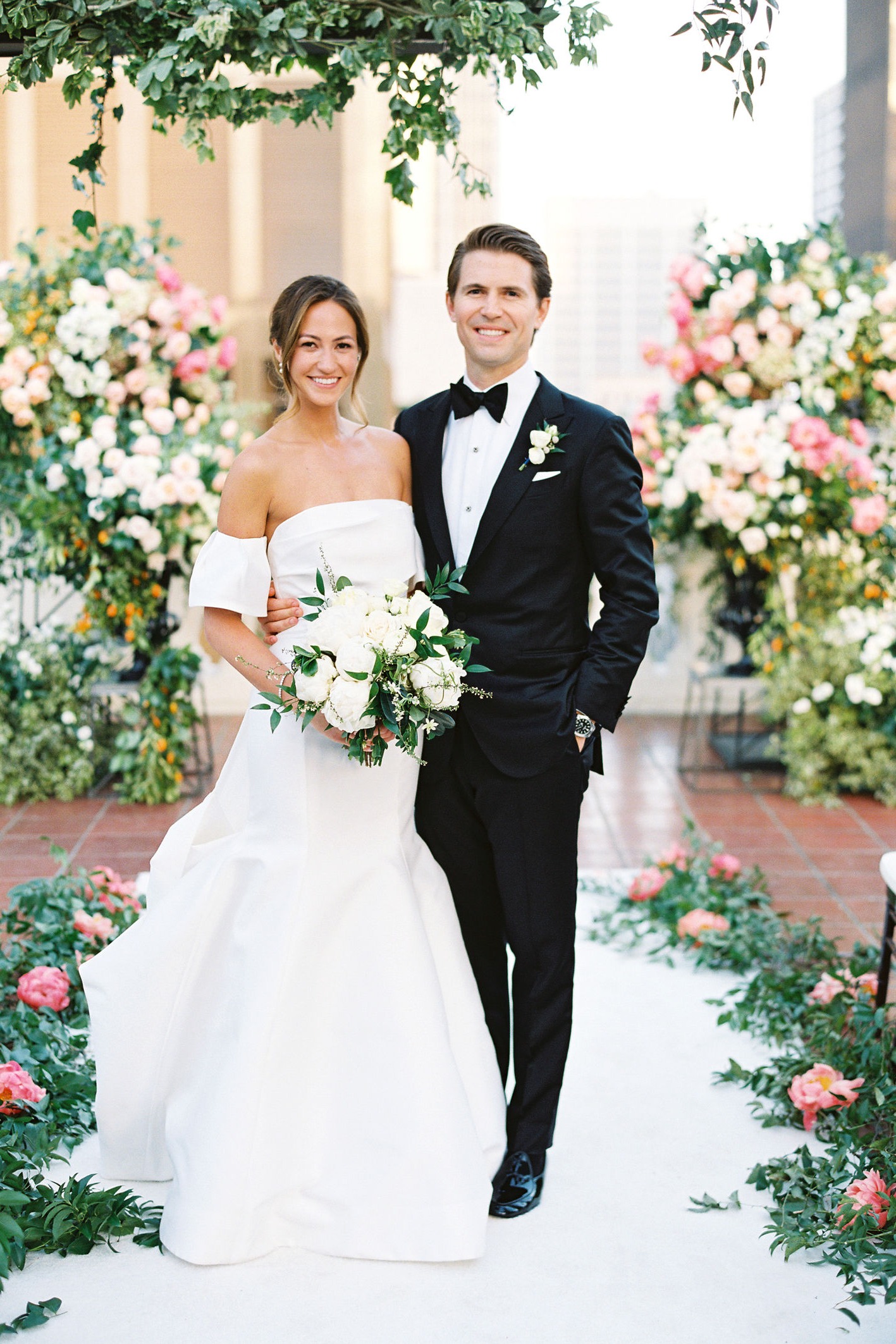 Leslie and Buddy on the rooftop aisle at the Jonathan Club
